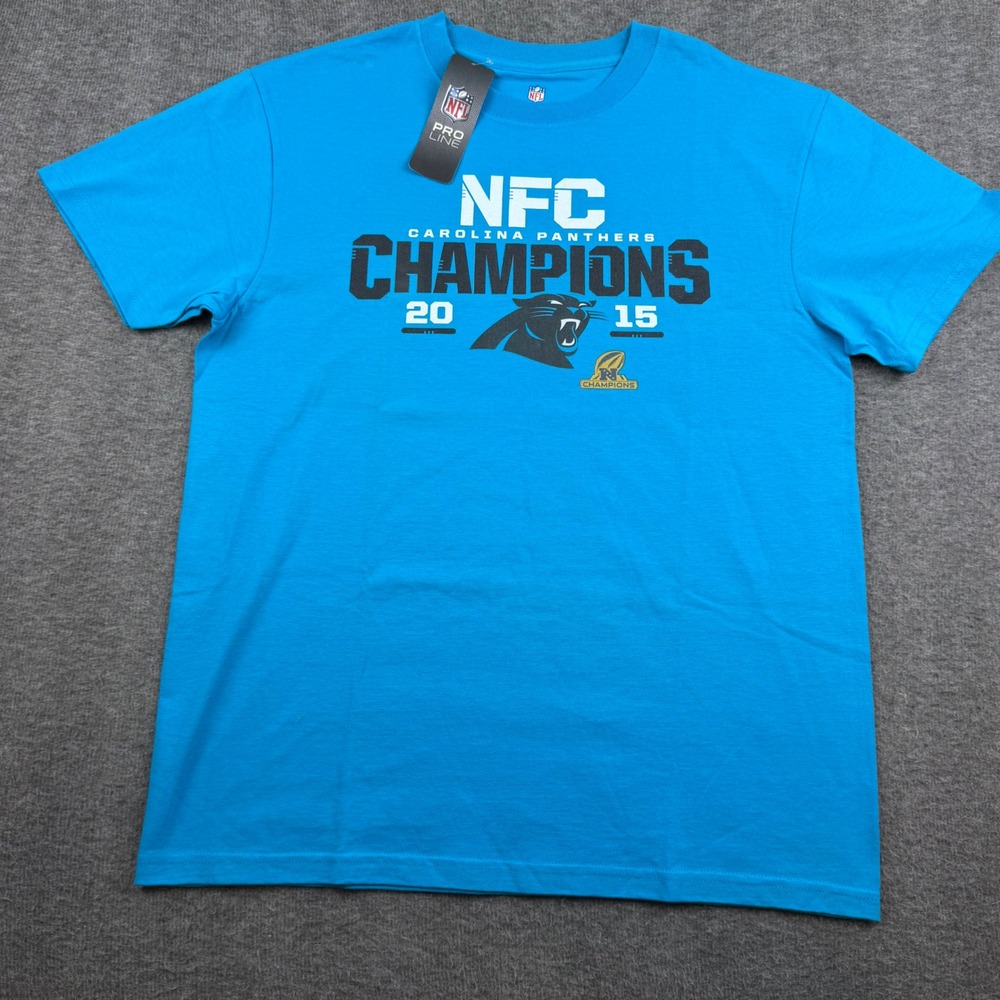 NFL Pro‎ Line T-Shirt Mens M Blue Carolina Panthers NFC Champions 2015 Graphic